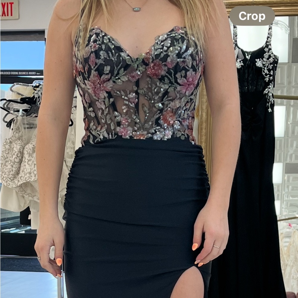 Elegant Navy Maxi Dress with Side Slit